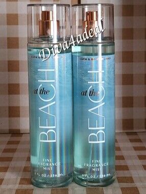 2X Bath & Body Works AT THE BEACH 8 FL OZ Mist Spray Bundle